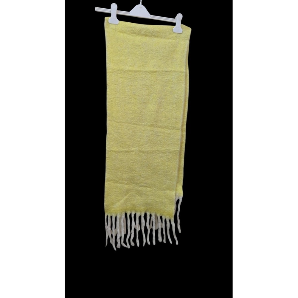 Erfurt Denmark Luxury Yellow Fringed Scarf NWT Soft Wool‎ Blend 76x12